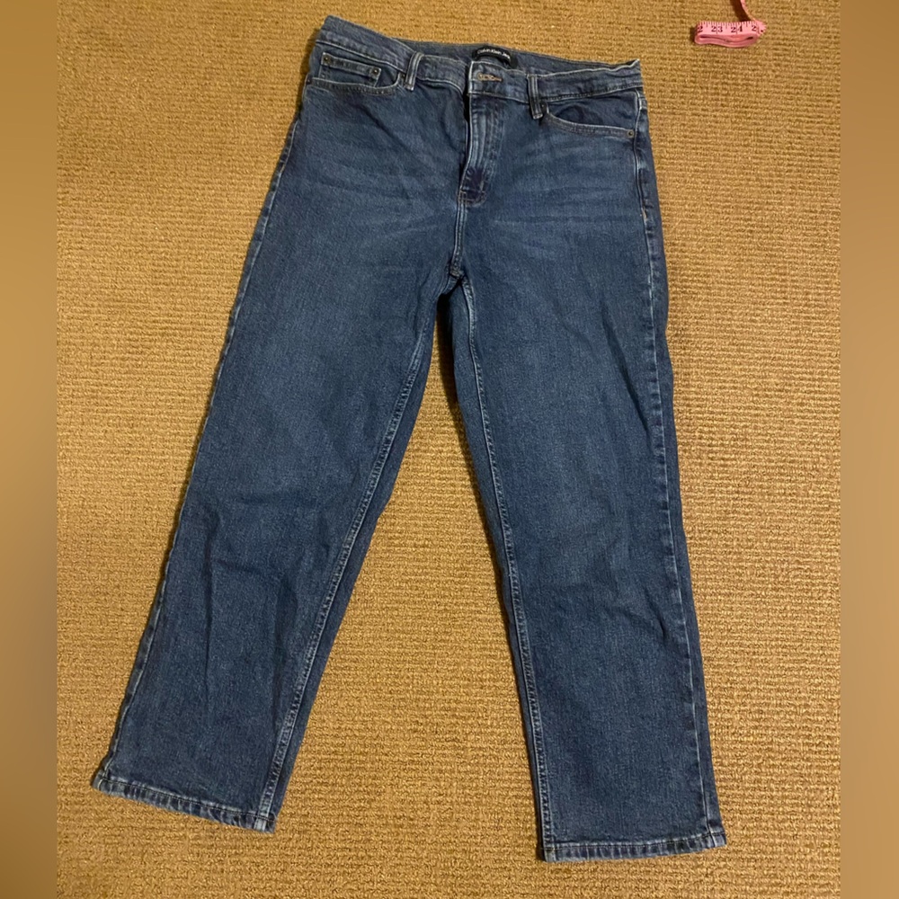 Calvin Klein Mid Rise Dark Blue Denim Jeans - Straight Leg